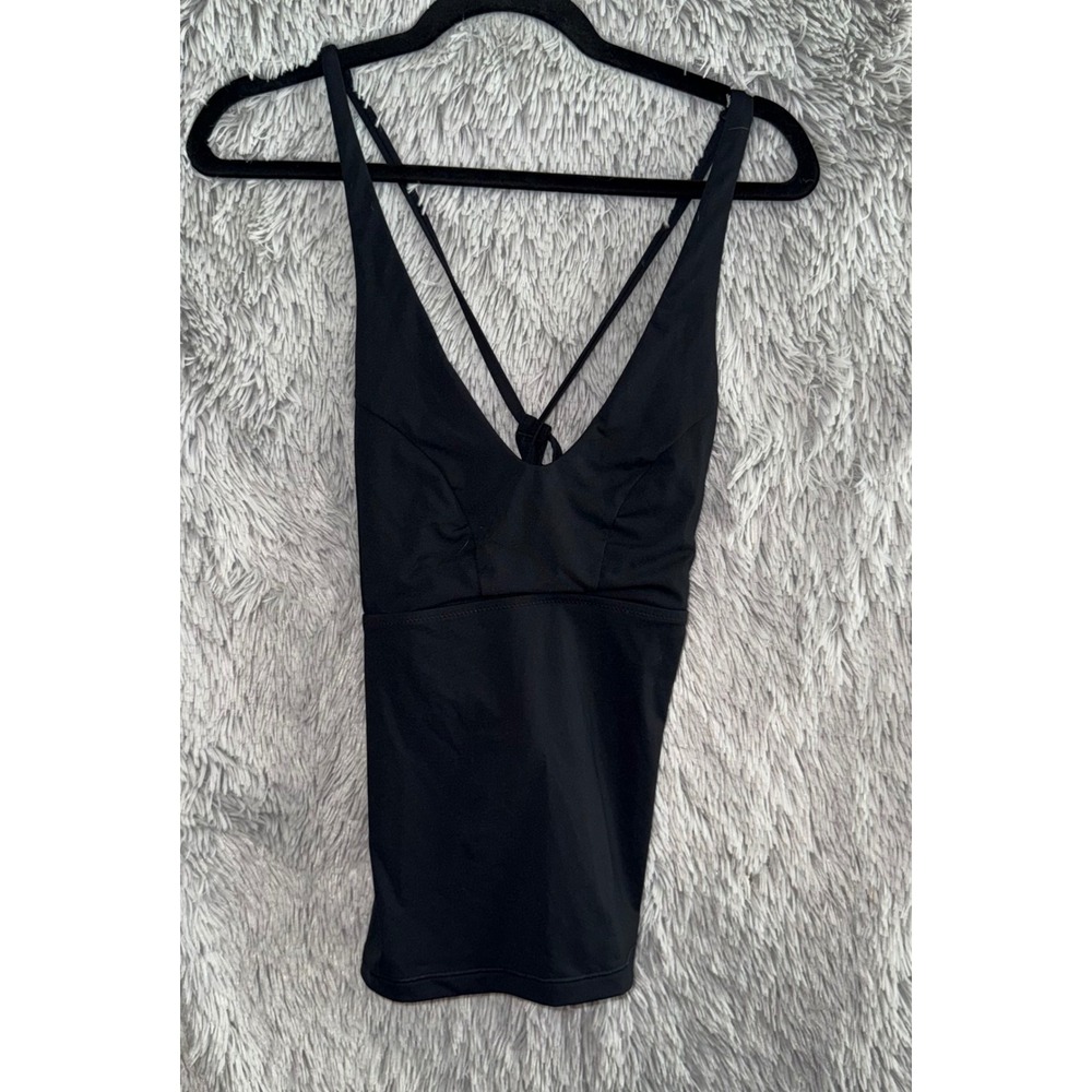 Althea‎ Black Crisscross Back V Neck Swim Top